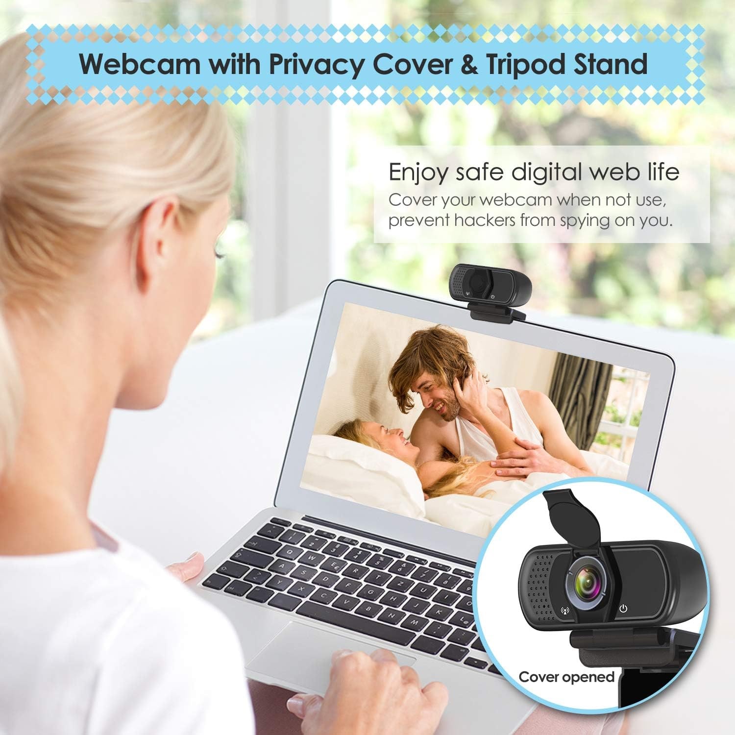 1080p Webcam with Tripod Stand and Privacy Cover: image 6