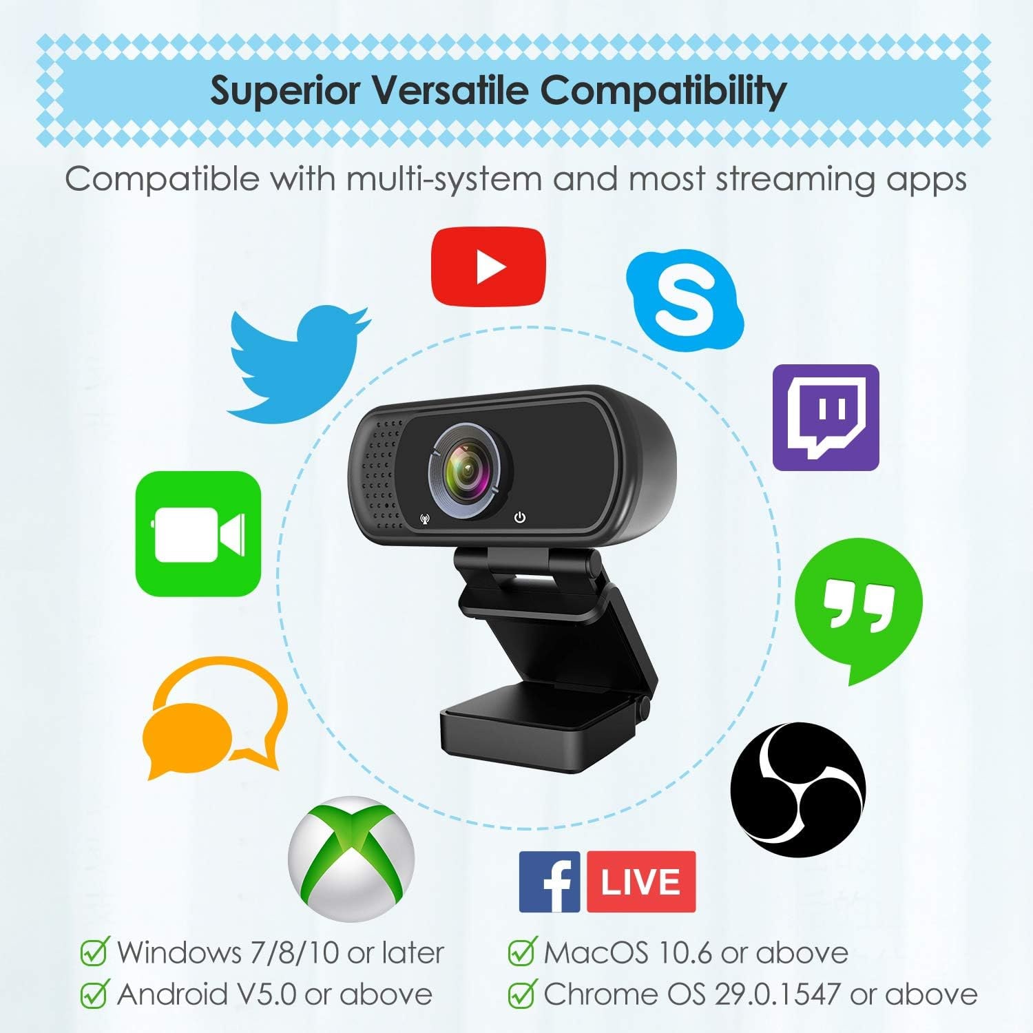 1080p Webcam with Tripod Stand and Privacy Cover: image 7