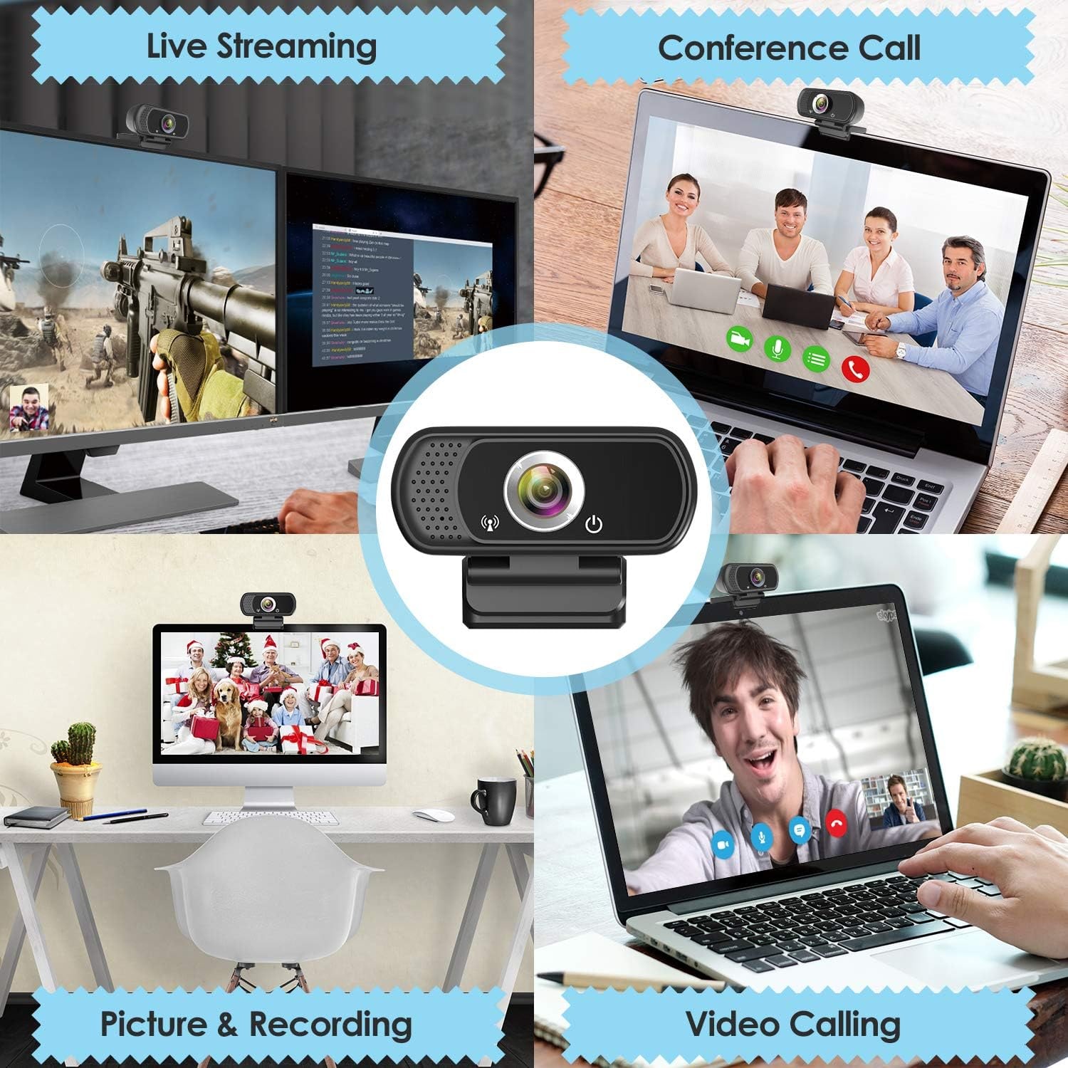 1080p Webcam with Tripod Stand and Privacy Cover: image 8