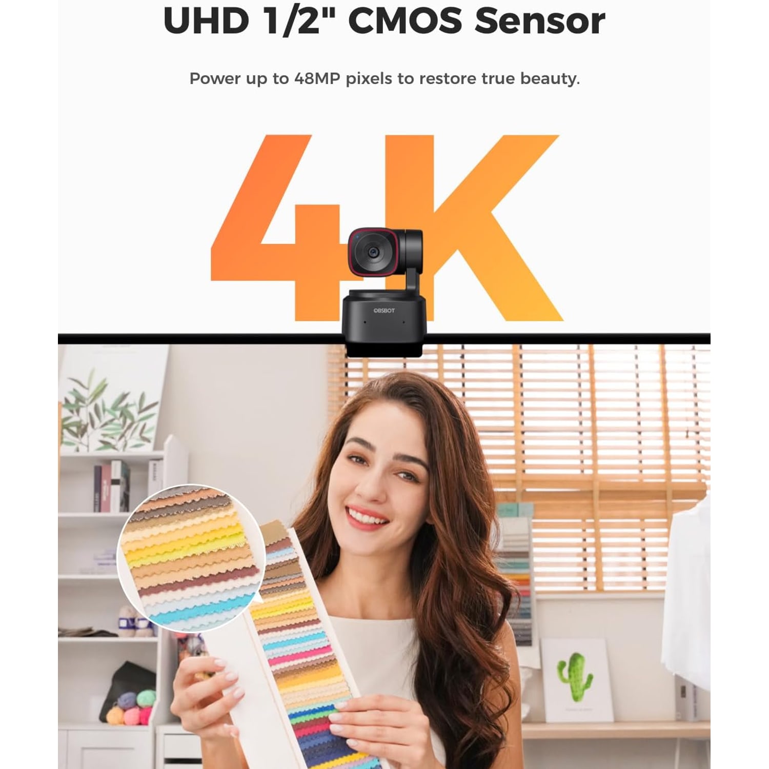 4K PTZ Webcam with AI Tracking and Gesture Control